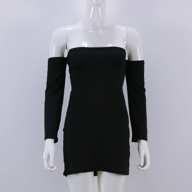 Off Shoulder Party Dresses Long Sleeve Black