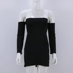 Off Shoulder Party Dresses Long Sleeve Black