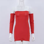 Off Shoulder Party Dresses Long Sleeve Black